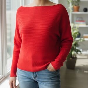 Chic Off-the-Shoulder Red Sweater